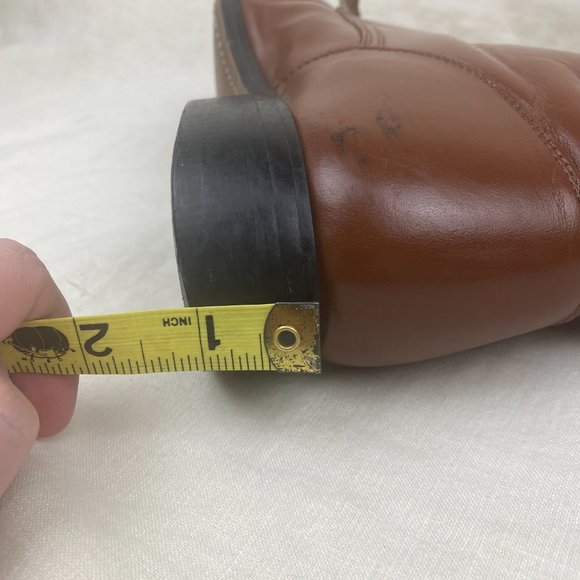 Vintage 1980s Justin Leather Brown Lace Up Roper Western Cowboy Kiltie Boots - Picture 13 of 16